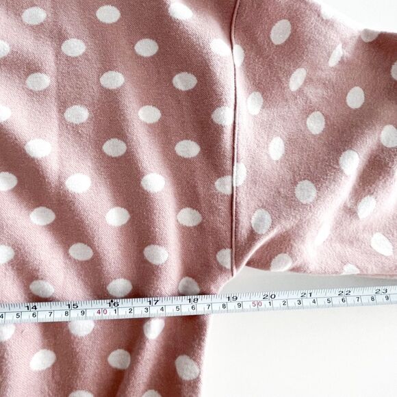 By the River Pink Polka Dot Sweater Long Sleeve Women's S Crewneck Elastic Waist - Picture 5 of 7